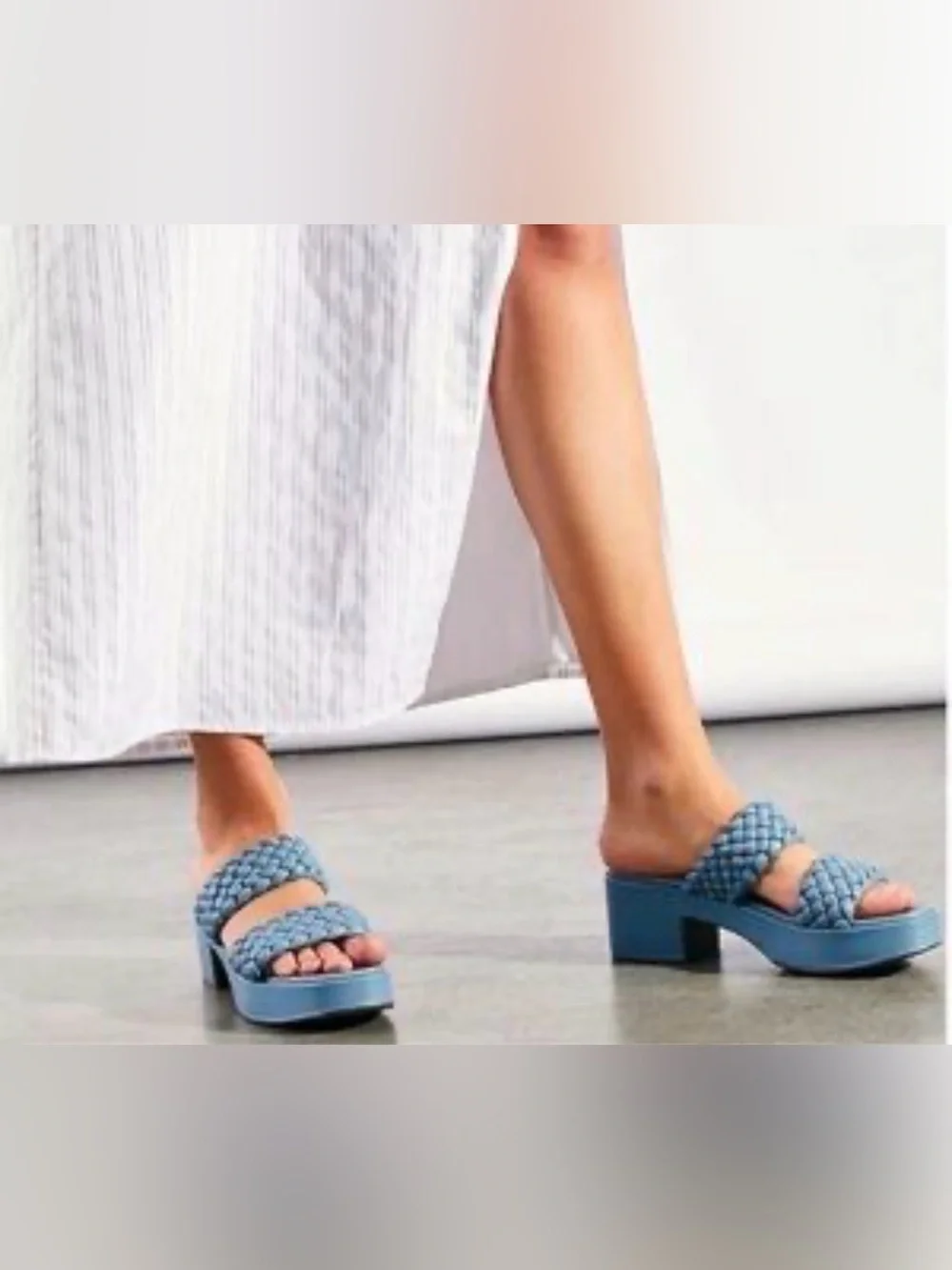 Seychelles Women's Platform Braided Preppy Blue Leather Sandals, Size 8.5 M, NWT